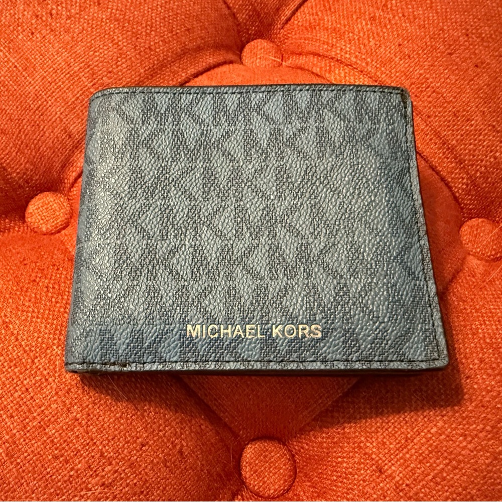 EUC - Michael Kors Blue & Black Leather Wallet